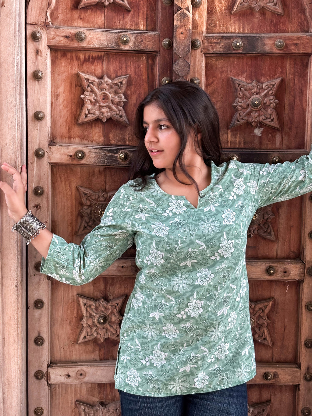 Sage Bloom Royal Cotton Kurti