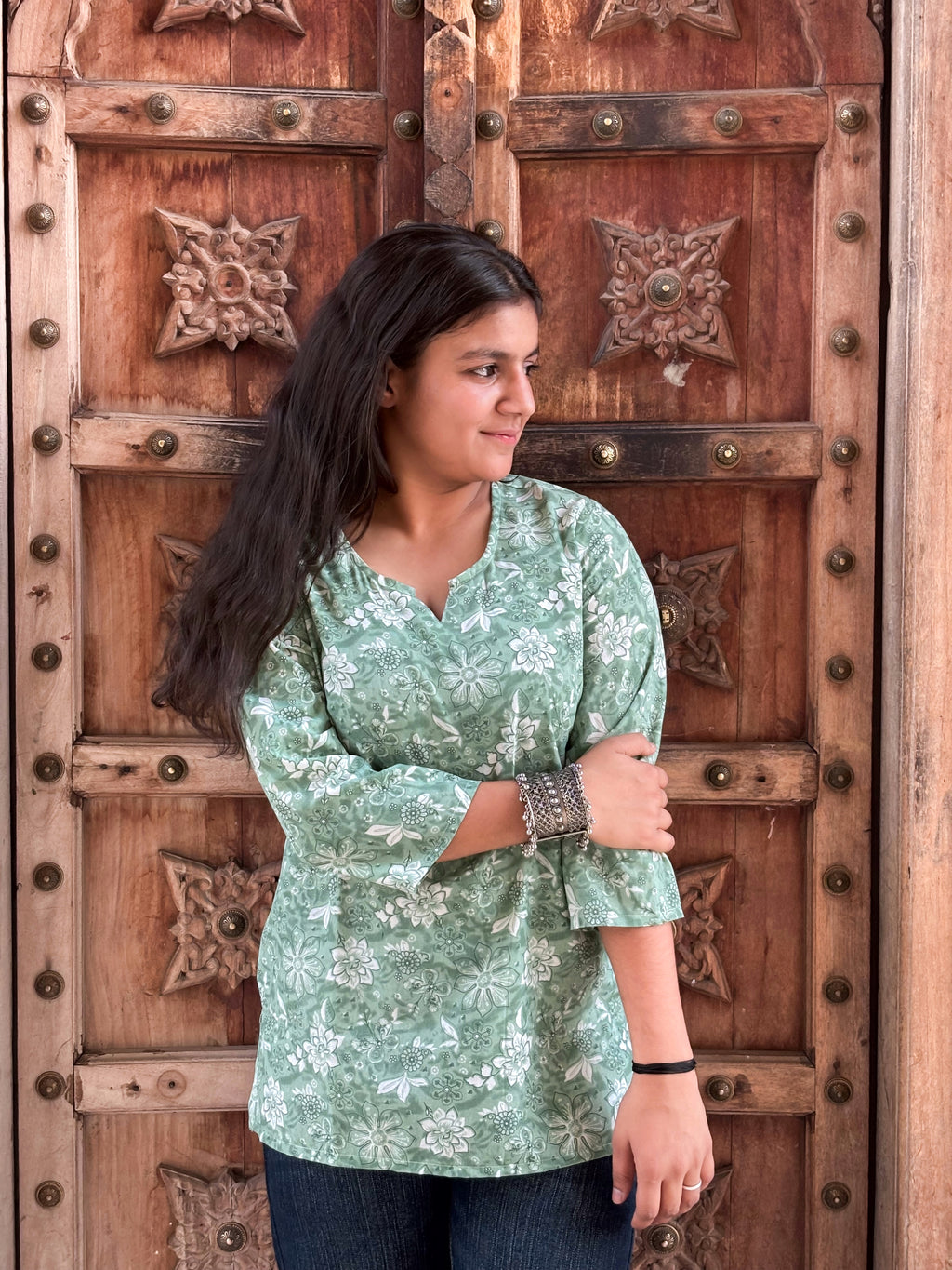 Sage Bloom Royal Cotton Kurti