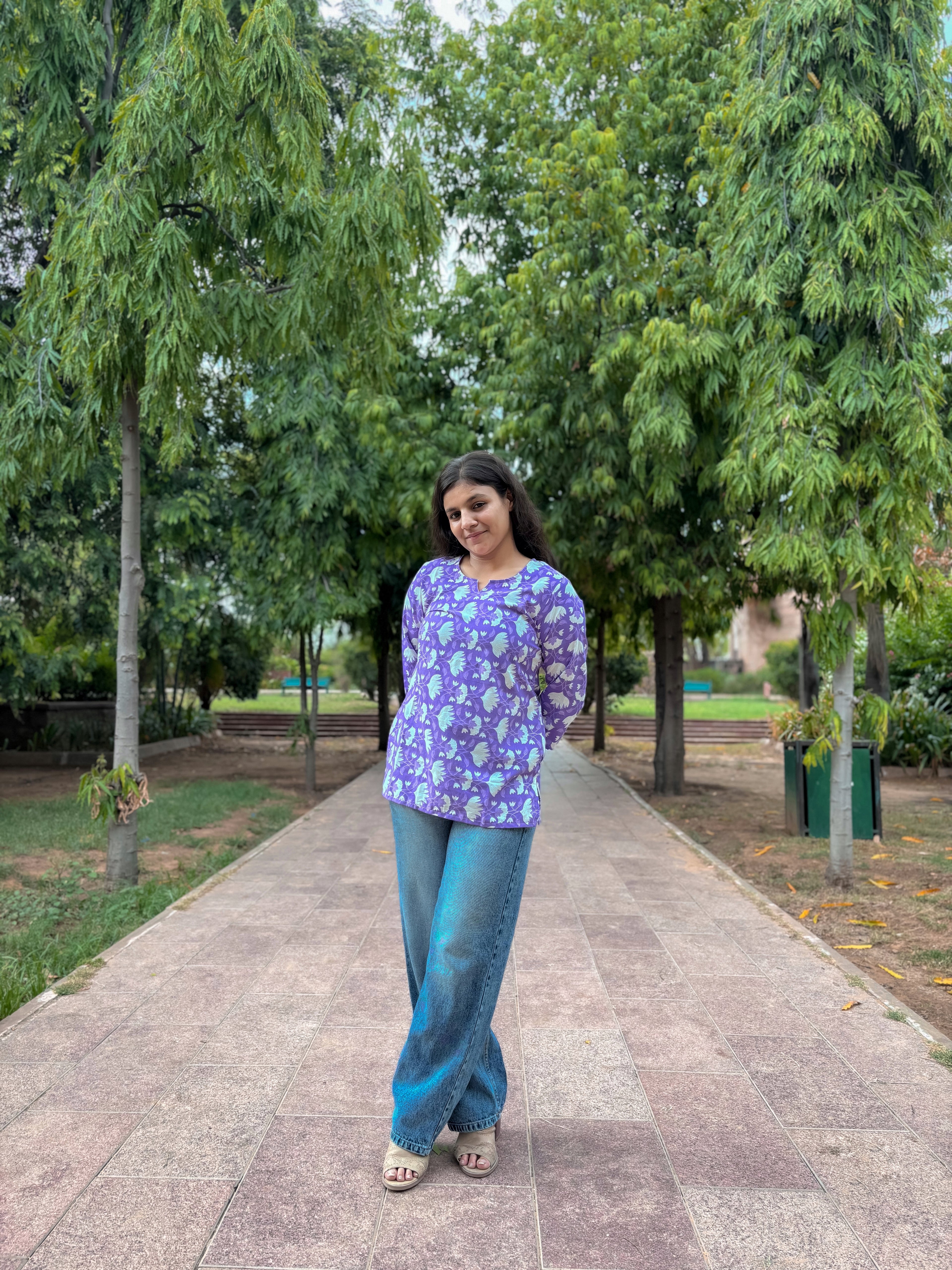 Serene Flight Cotton Short Kurti Top