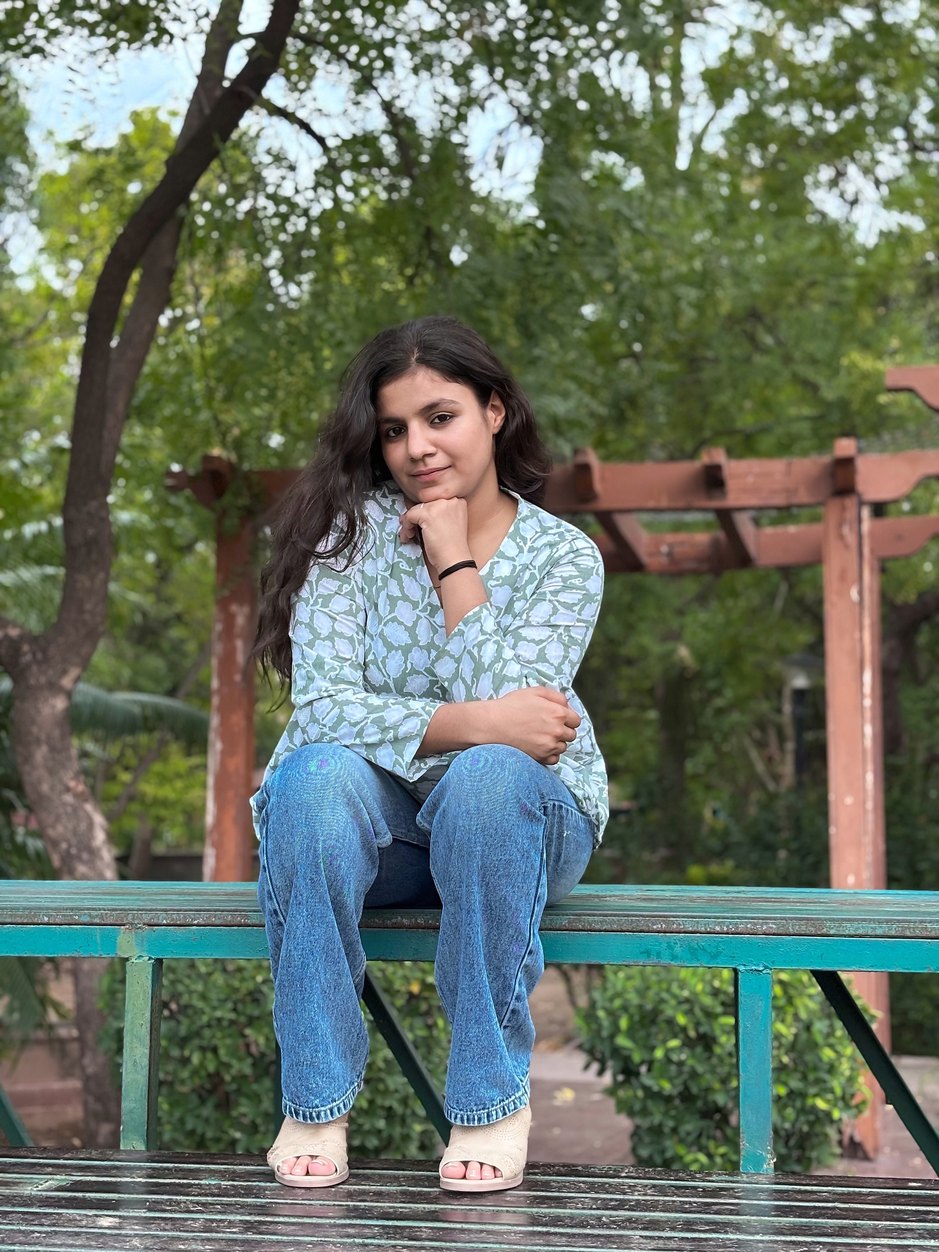 Floral Breeze Cotton Short Kurti