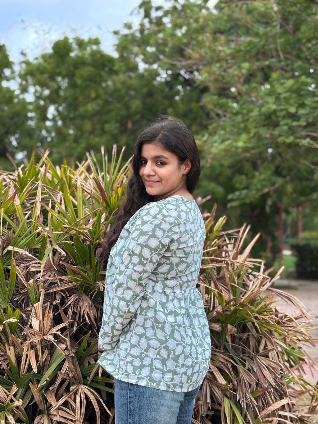 Floral Breeze Cotton Short Kurti